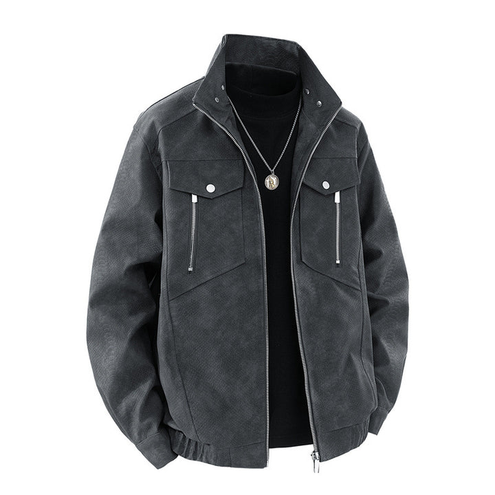 Herren klassische Wildlederjacke mit praktischen Taschen Echoarchiv