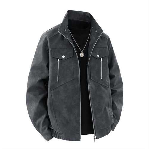 Herren klassische Wildlederjacke mit praktischen Taschen Echoarchiv