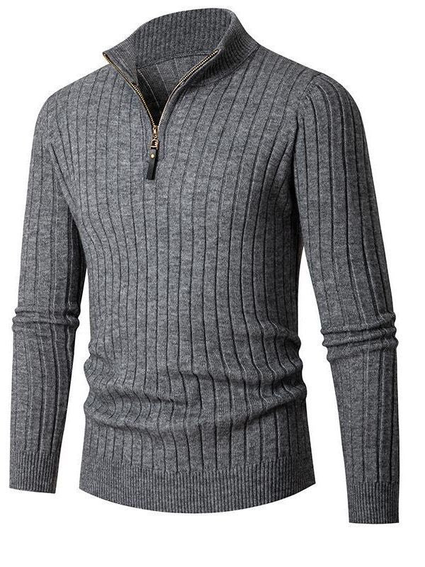 Herren Pullover mit Stehkragen und strukturiertem Rippdesign Echoarchiv