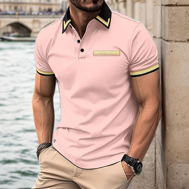 Herren Polohemd mit kontrastierenden Akzenten und Stickdetails Echoarchiv