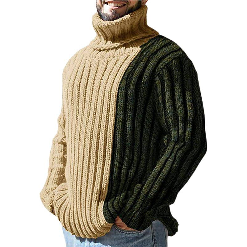 Herren Strickpullover mit modernem Stehkragen und farblich abgesetztem Design Echoarchiv