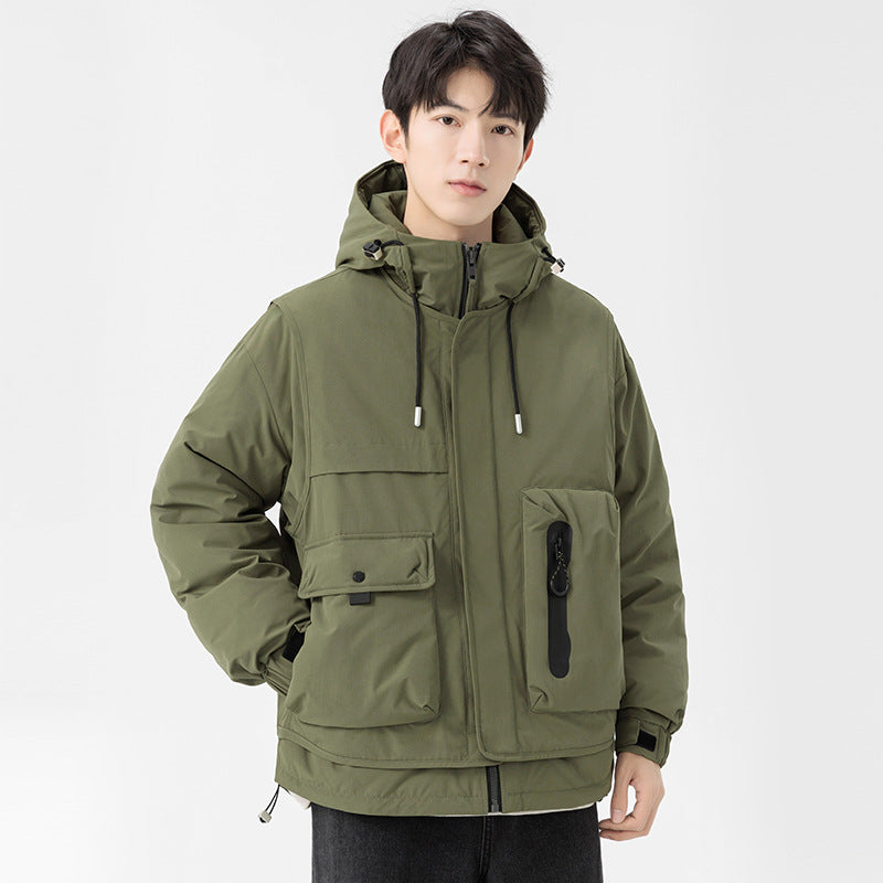 Herren wattierte Kapuzen-Fieldjacke mit Multifunktionstaschen Echo Archiv