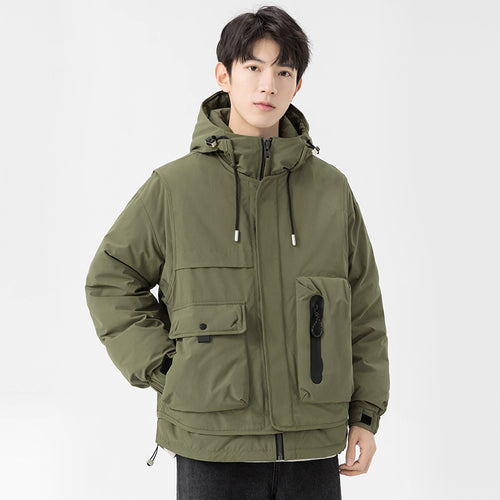 Herren wattierte Kapuzen-Fieldjacke mit Multifunktionstaschen Echo Archiv