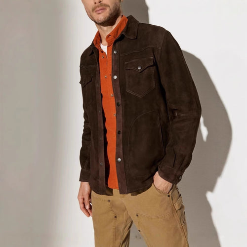 Herren Wildlederjacke mit modernem Schnitt und praktischen Taschen Echoarchiv