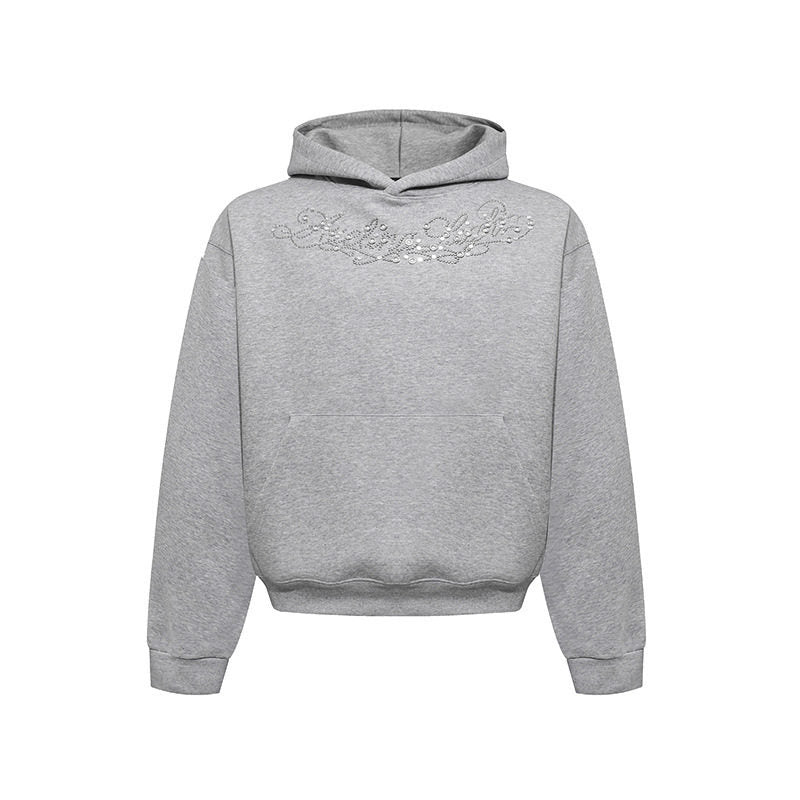 Damen Kapuzenpullover mit Schmuckstein‑Besatz und Kängurutasche Echoarchiv