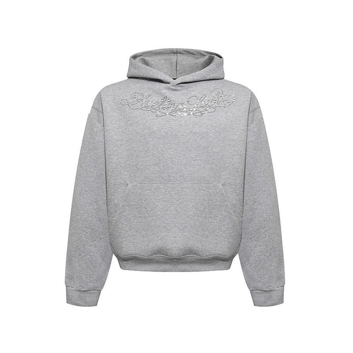 Damen Kapuzenpullover mit Schmuckstein‑Besatz und Kängurutasche Echoarchiv