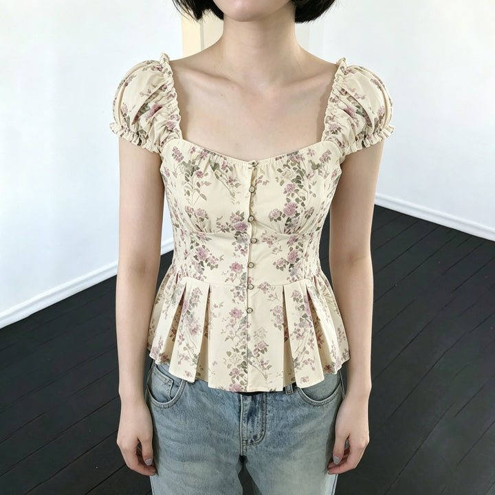 Damenbluse mit floralem Design und Rüschenärmeln Echo Archiv