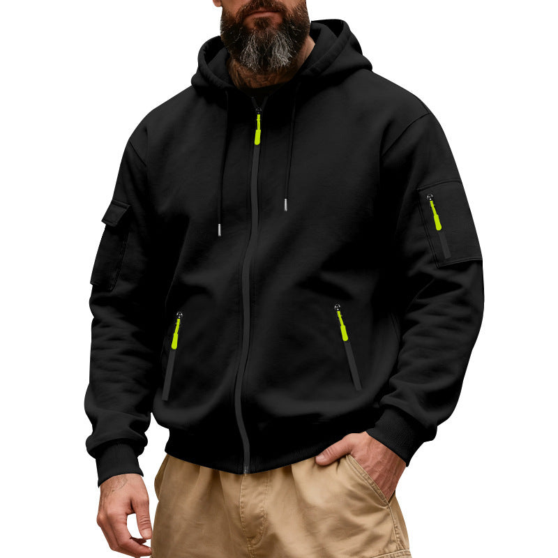 Herren praktische Kapuzenjacke mit funktionalen Reißverschluss-Taschen Echoarchiv