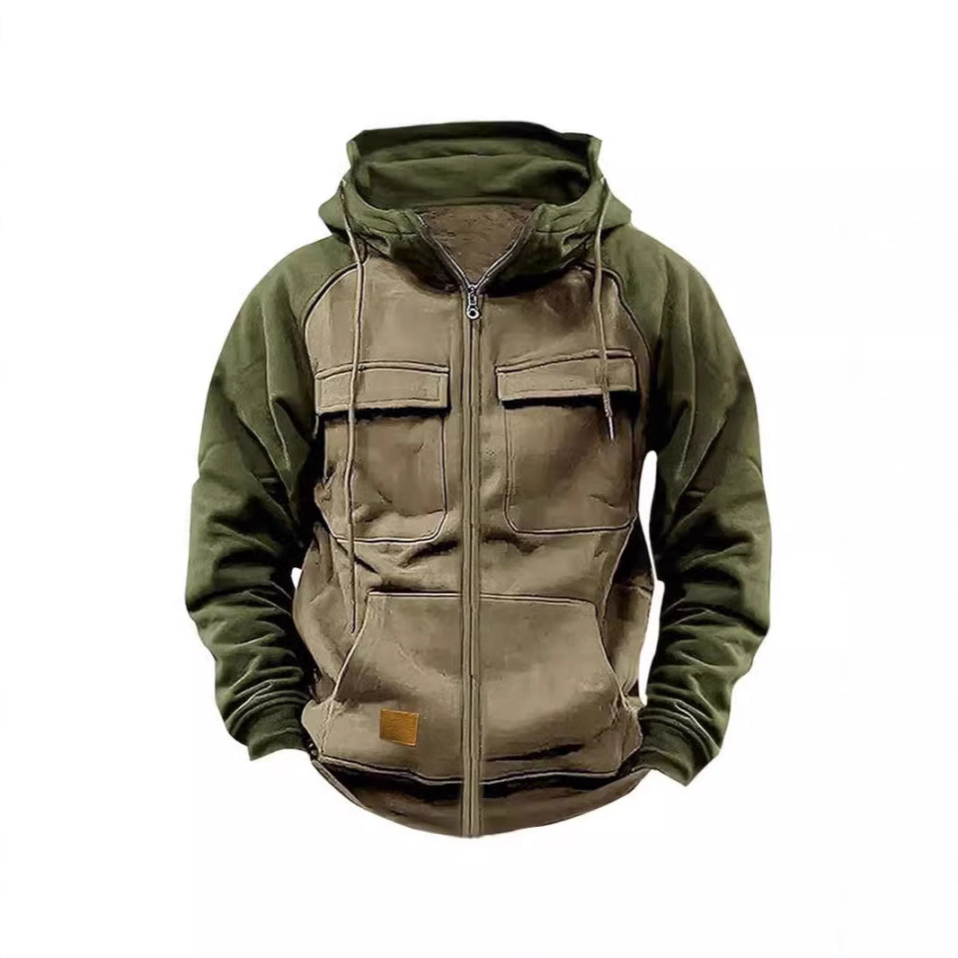 Herren nan Utility-Kapuzenjacke mit Materialmix, Brusttaschen und Reißverschluss Echo Archiv