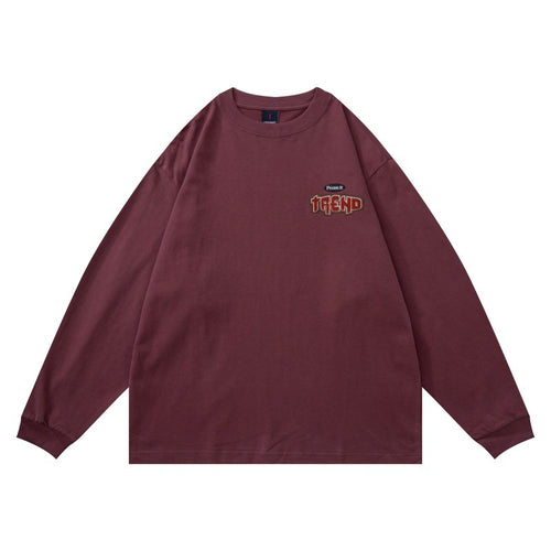 Unisex Oversize-Langarmshirt aus schwerer Baumwollmischung mit Rundhals und dezenter Bruststickerei Echoarchiv