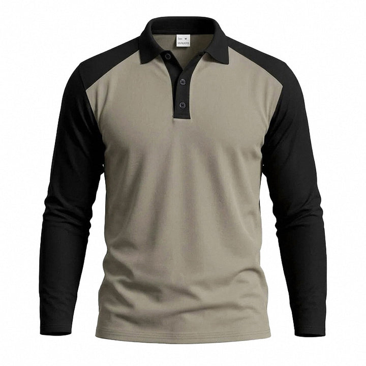 Herren nan langärmeliges Raglan-Polo aus Baumwollmix mit Knopfleiste und ergonomischem Schnitt Echo Archiv
