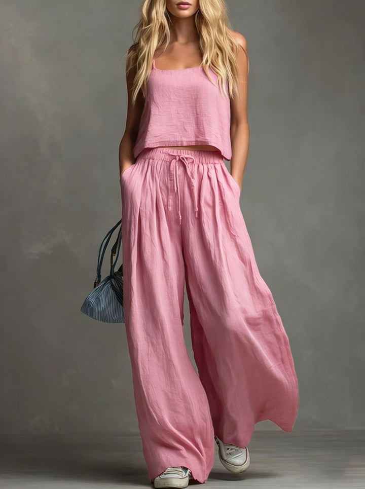 Damen Sommerliches Freizeit-Set mit weitem Oberteil und lässiger Hose Echo Archiv