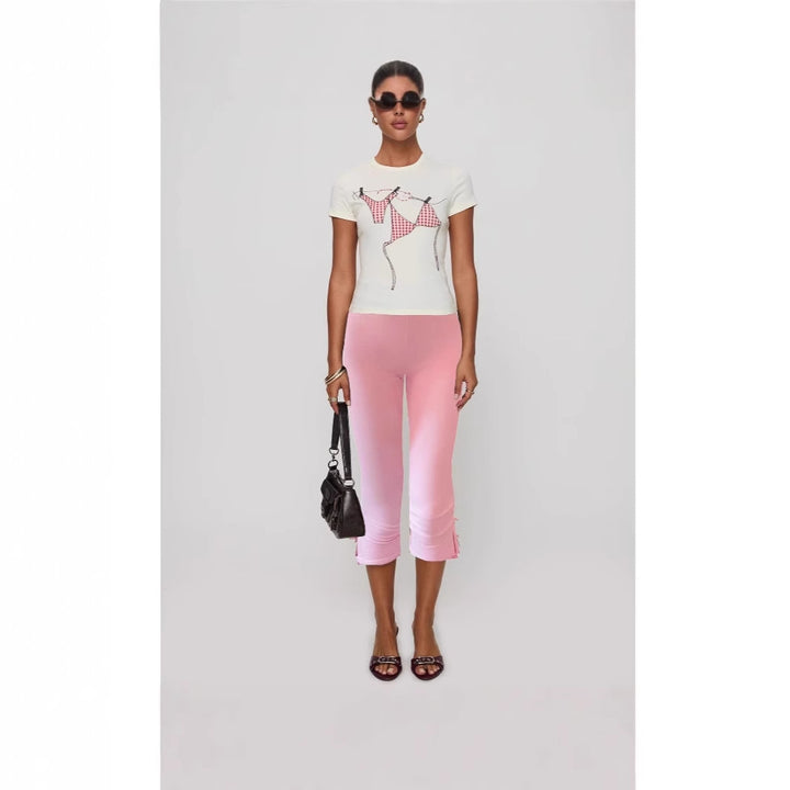 Damen T-Shirt mit kreativem Druck und figurbetontem Schnitt Echo Archiv
