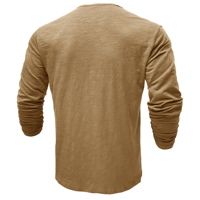 Herren Hemd im Henley-Stil mit modischen Knöpfen Echoarchiv
