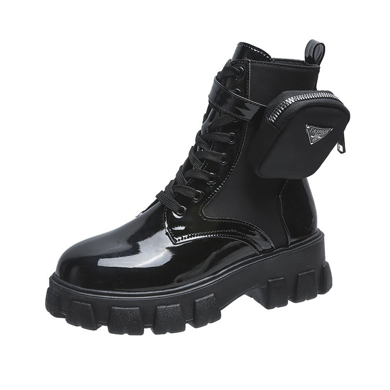 Damen nan Schnürhalbschaft-Boot im Utility-Style mit abnehmbarem Mini-Täschchen und Plateau-Profilsohle Echo Archiv