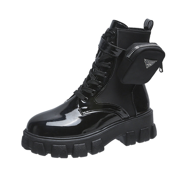 Damen nan Schnürhalbschaft-Boot im Utility-Style mit abnehmbarem Mini-Täschchen und Plateau-Profilsohle Echo Archiv