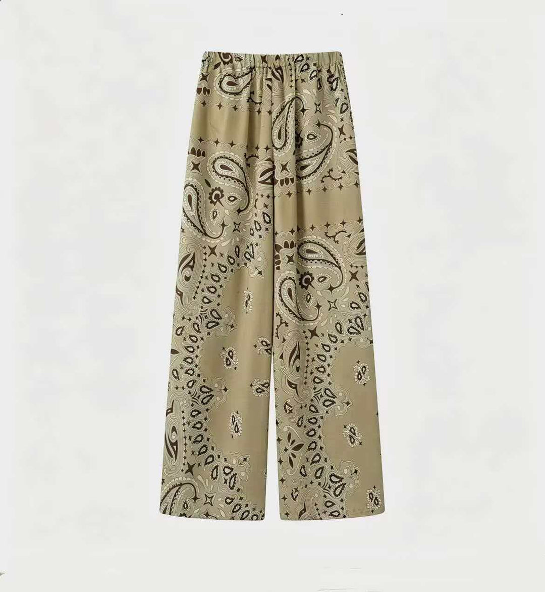 Damen nan weit geschnittene Palazzo-Hose mit Paisley-Print und elastischem Bund Echo Archiv