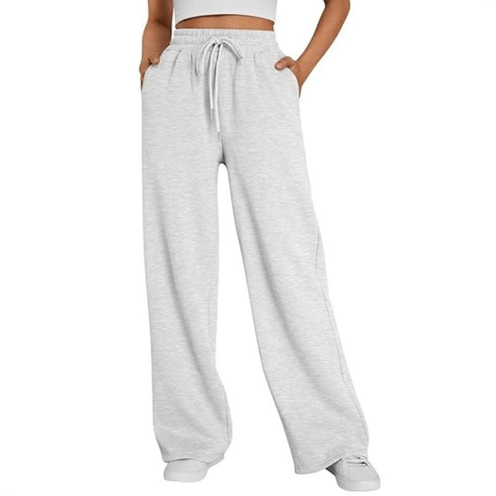 Damen Palazzo-Loungehose mit hoher Taille, elastischem Bund, Kordelzug und tiefen Seitentaschen – Avélisse