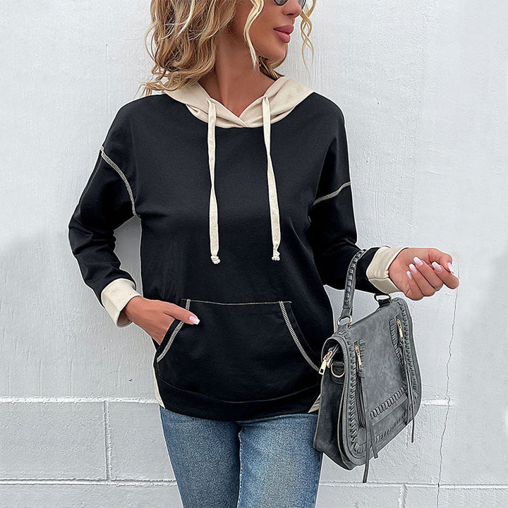 Damen Kapuzenpullover mit Kontrastbesatz, Kängurutasche und lässiger Oversize‑Passform Echoarchiv
