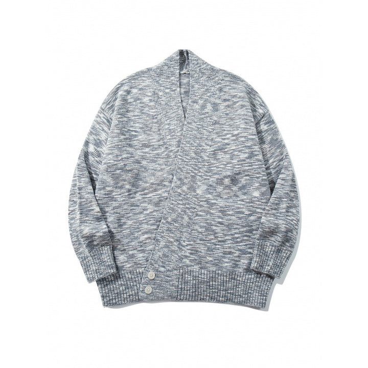 Unisex Boxy-Strickcardigan mit asymmetrischer Knopfleiste und breit geripptem Saum Echo Archiv