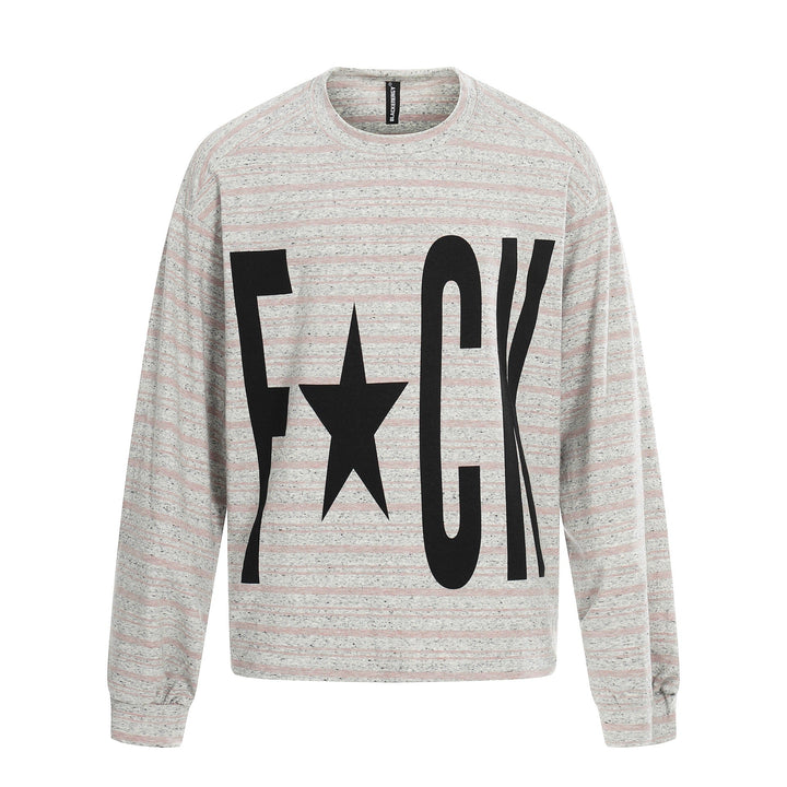 Damen Gestreiftes Oversize-Sweatshirt mit großflächigem Typo-Print und Rundhalsausschnitt Echoarchiv