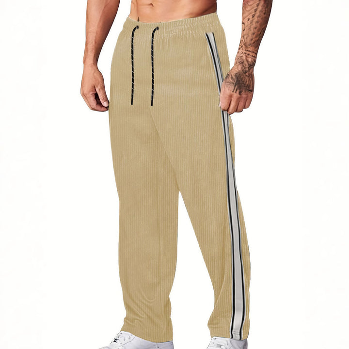 Herren Sportliche Freizeithose mit eleganten Längsstreifen und verstellbarem Bund Echoarchiv