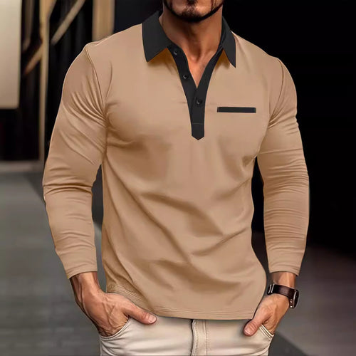 Herren Langarm Poloshirt mit modernem Kragen und praktischer Brusttasche Echoarchiv
