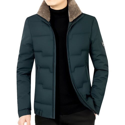 Herren Slim-Fit Wattierte Übergangsjacke mit weichgefüttertem Stehkragen und verdecktem Reißverschluss – Marzano