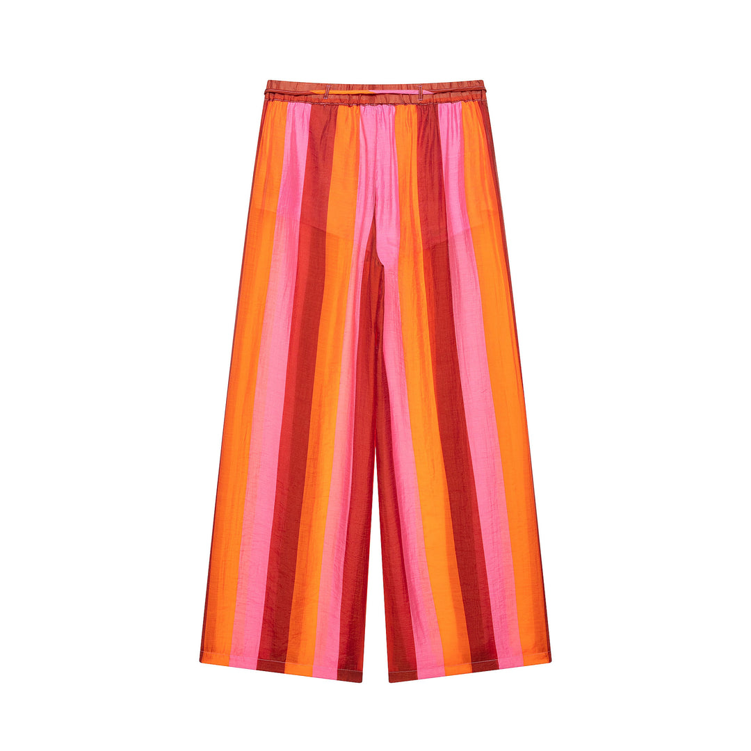 Damen Weite Culotte-Hose mit Tunnelzugbund und senkrechten Streifen Echo Archiv