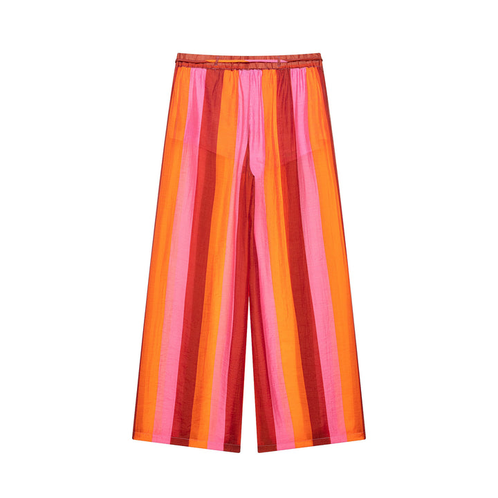 Damen Weite Culotte-Hose mit Tunnelzugbund und senkrechten Streifen Echo Archiv