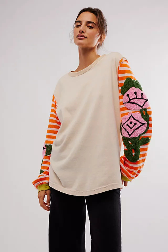 Damen Modischer Sweatshirt mit buntem Grafikdesign – Mavelle