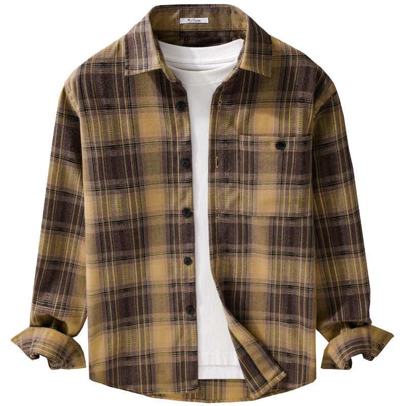 Herren Kariertes Flanell‑Hemdjacke im Overshirt‑Stil mit weich gebürsteter Oberfläche Echoarchiv