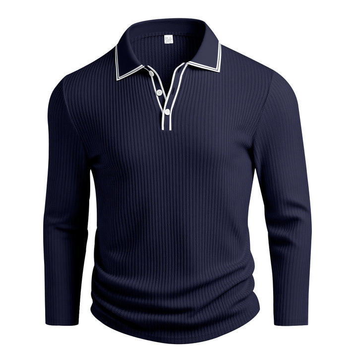 Herren Langarm-Polohemd mit strukturiertem Design Echoarchiv