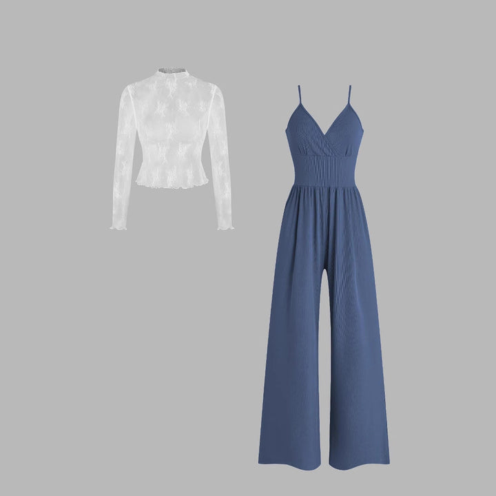 Damen elegantes und figurbetontes Jumpsuit-Set Echoarchiv
