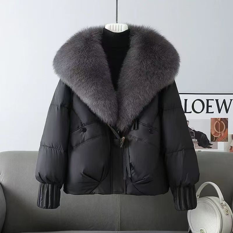 Damen nan kurze wattierte Jacke mit üppigem Fellkragen in Felloptik und taillierendem Kordelzug Echo Archiv