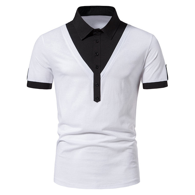 Herren Poloshirt mit modernem V-Ausschnitt und kontrastierenden Akzenten Echoarchiv