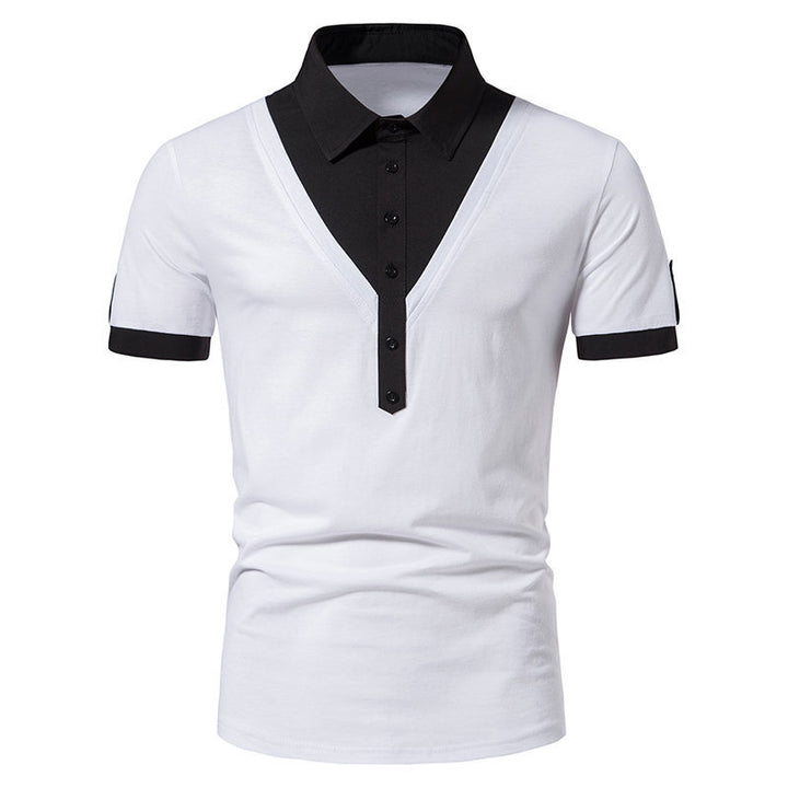 Herren Poloshirt mit modernem V-Ausschnitt und kontrastierenden Akzenten Echoarchiv