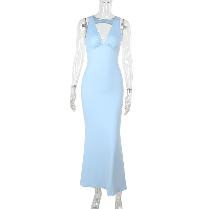 Damen Figurbetontes Maxikleid mit V-Ausschnitt und eleganter Drapierung Echo Archiv
