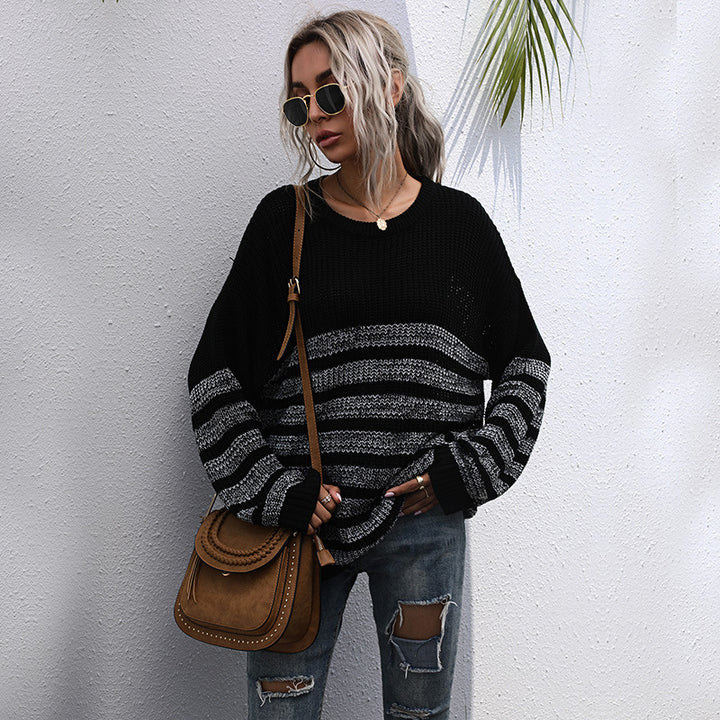 Damen Bequemer Strickpullover mit Streifenmuster Echo Archiv