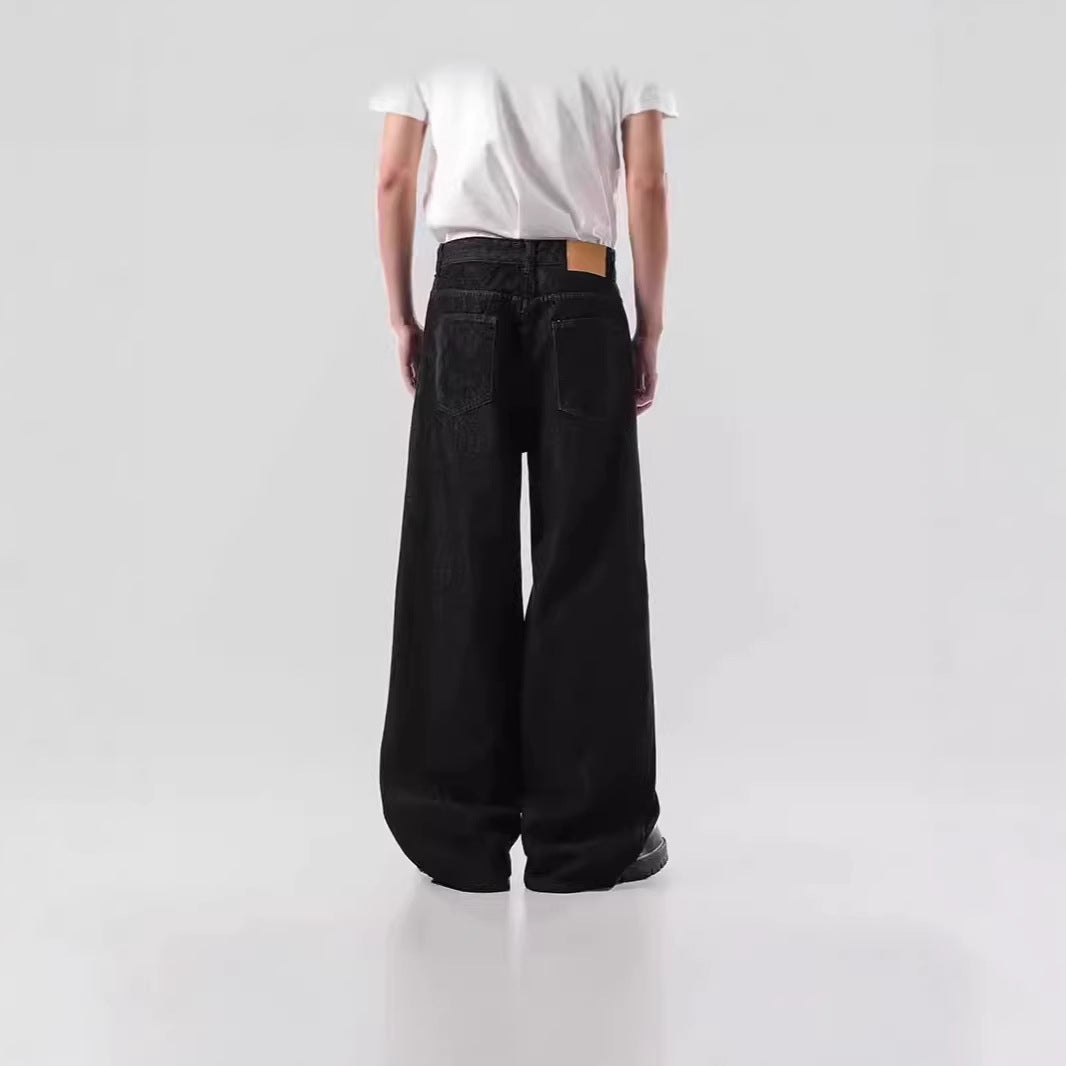 Herren Weitgeschnittene Denim-Jeans mit einzigartigem Grafikdesign Echoarchiv