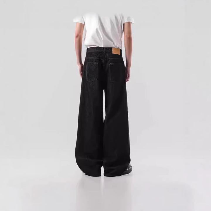 Herren Weitgeschnittene Denim-Jeans mit einzigartigem Grafikdesign Echoarchiv