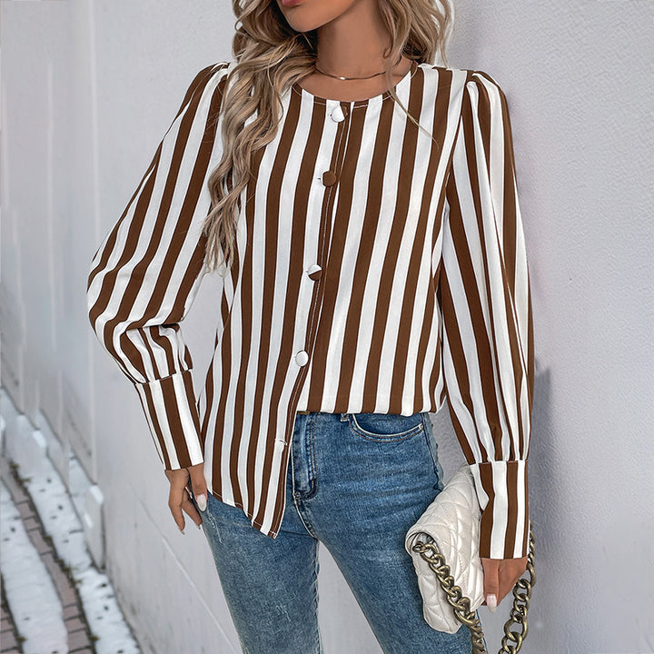 Damen Elegante gestreifte Bluse mit Knopfdetails Echo Archiv