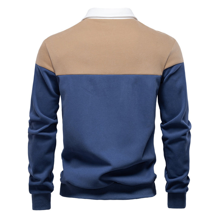 Herren nan sportlich-elegantes Langarm-Polo im Rugby-Stil mit kontrastierendem Kragen und breitem Brustpaneel Echo Archiv
