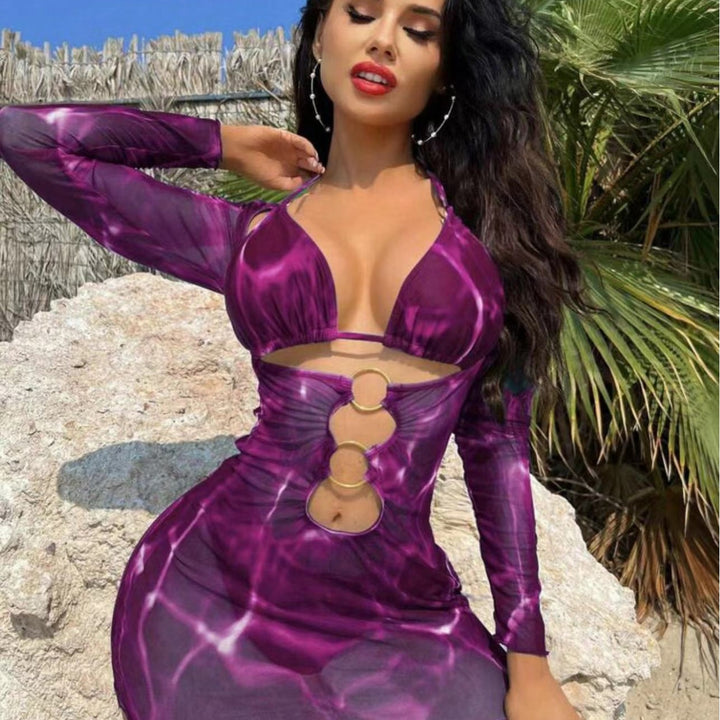 Damen Strandkleid mit Rüschendetails und luxuriösem Wickeldesign Echo Archiv