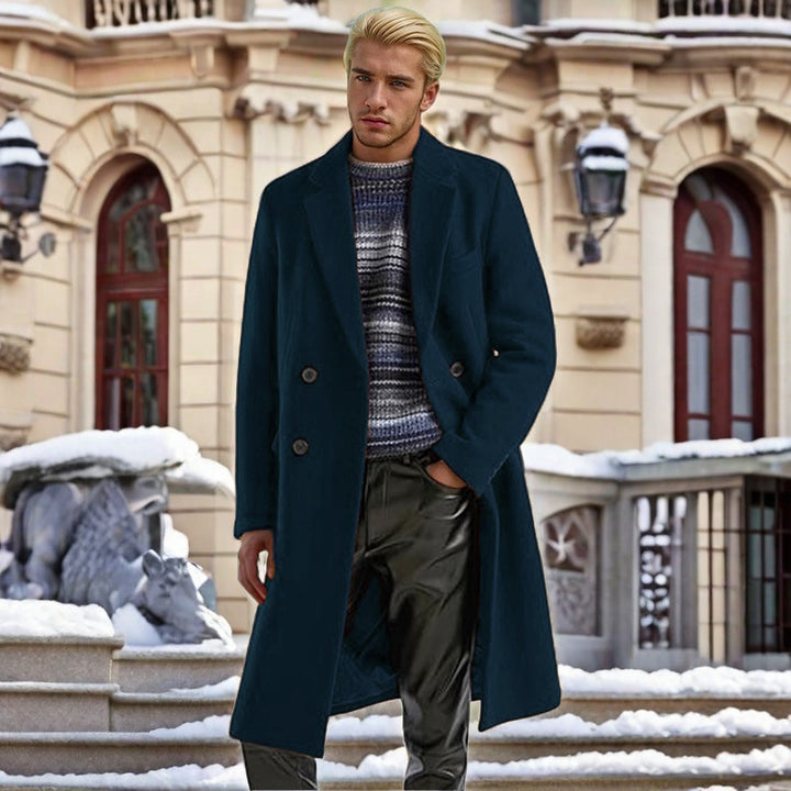 Herren eleganter doppelreihiger Wollmantel Echoarchiv