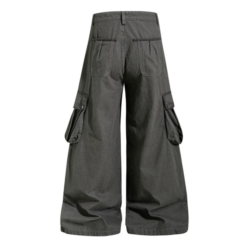 Damen weite Cargo‑Culottehose mit hoher Taille und Multifunktions‑Taschen Echoarchiv
