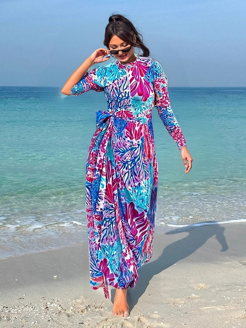 Damen Maxikleid mit floralem Druck und Schleifendetail Echo Archiv