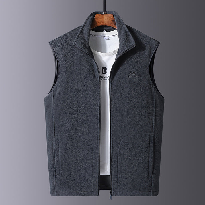 Herren Leichte Microfleece-Outdoorweste mit hochschließendem Stehkragen und verdecktem Reißverschluss Echoarchiv