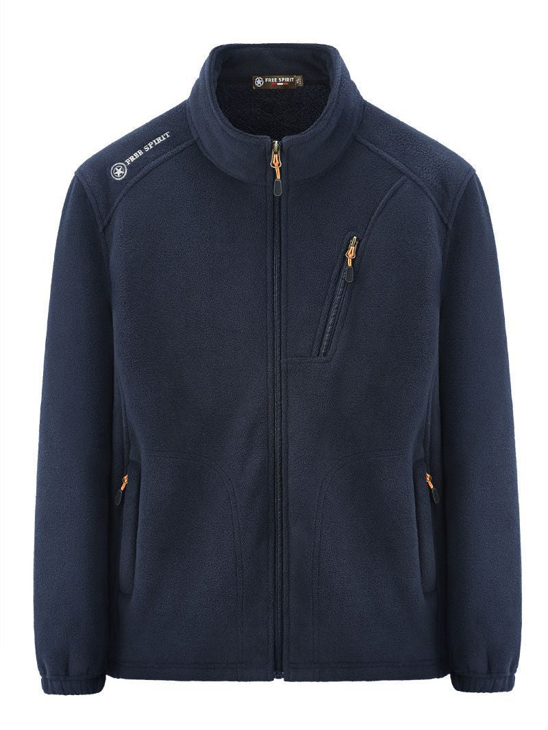 Herren Warme Microfleece-Outdoorjacke mit Brustreißverschluss, Seitentaschen und Stehkragen Echo Archiv