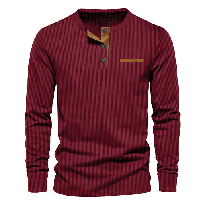 Herren nan Langarm-Henley mit feiner Rippenstruktur, schmaler Silhouette und Brustpaspel Echo Archiv